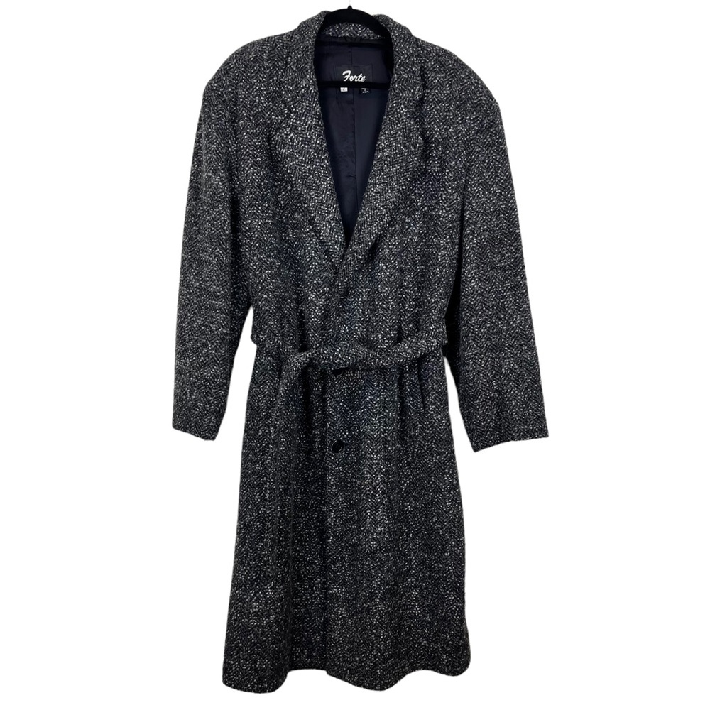 Forte Vintage Black Gray Long Coat Size L